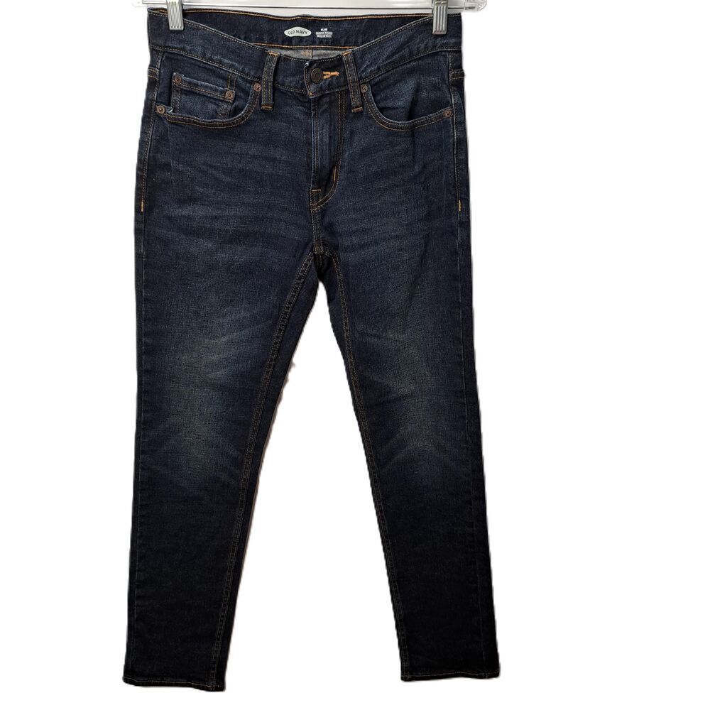 Old Navy Mens Dark Wash 5-Pocket Slim Fit Denim Blue Jeans 28x30 - Picture 1 of 8